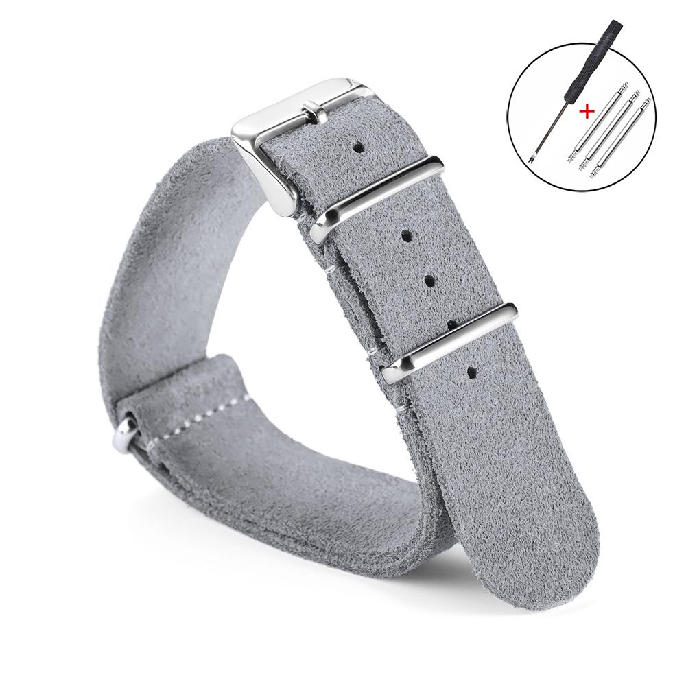 Wristband 20mm 22mm Quick Release Soft Suede Strap Gray Brown Watch Band Calfskin Bracelet for Omega Belts Women&Men Accessories