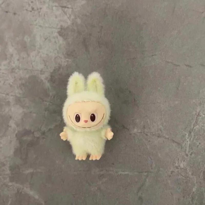 10pcs Mini Cute Labubu Doll Flocking Vinyl Kawaii Doll Pendant Accessories Ornament Desktop Decoration Collect Toy Children Gift