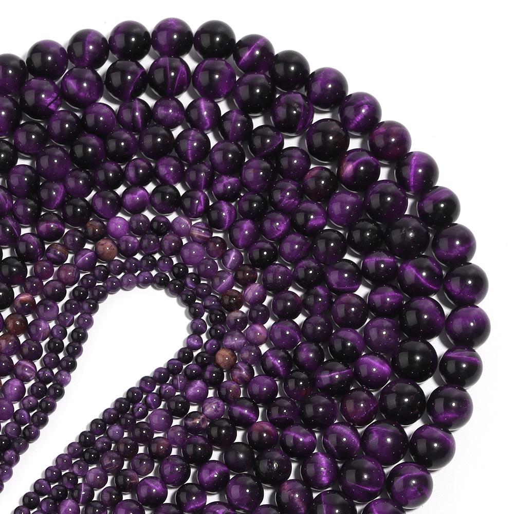 Lila Tigerauge Steinperlen 15,5 Zoll/Strang Lose Perlen für Schmuck Armbandherstellung 6 8 10 mm DIY Zubehör