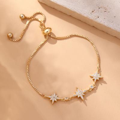 European American Style Eight-Pointed Star Zircon Bracelet for Women Cubic Zirconia Simple Versatile Bracelet Charm Jewelry Gift