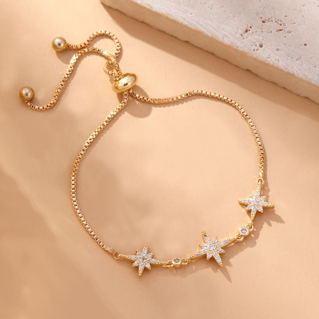 

Европейский американский стиль Восьмиконечная звезда Циркониевый браслет для женщин Кубический цирконий Простой универсальный браслет Шарм Украшения Подарок