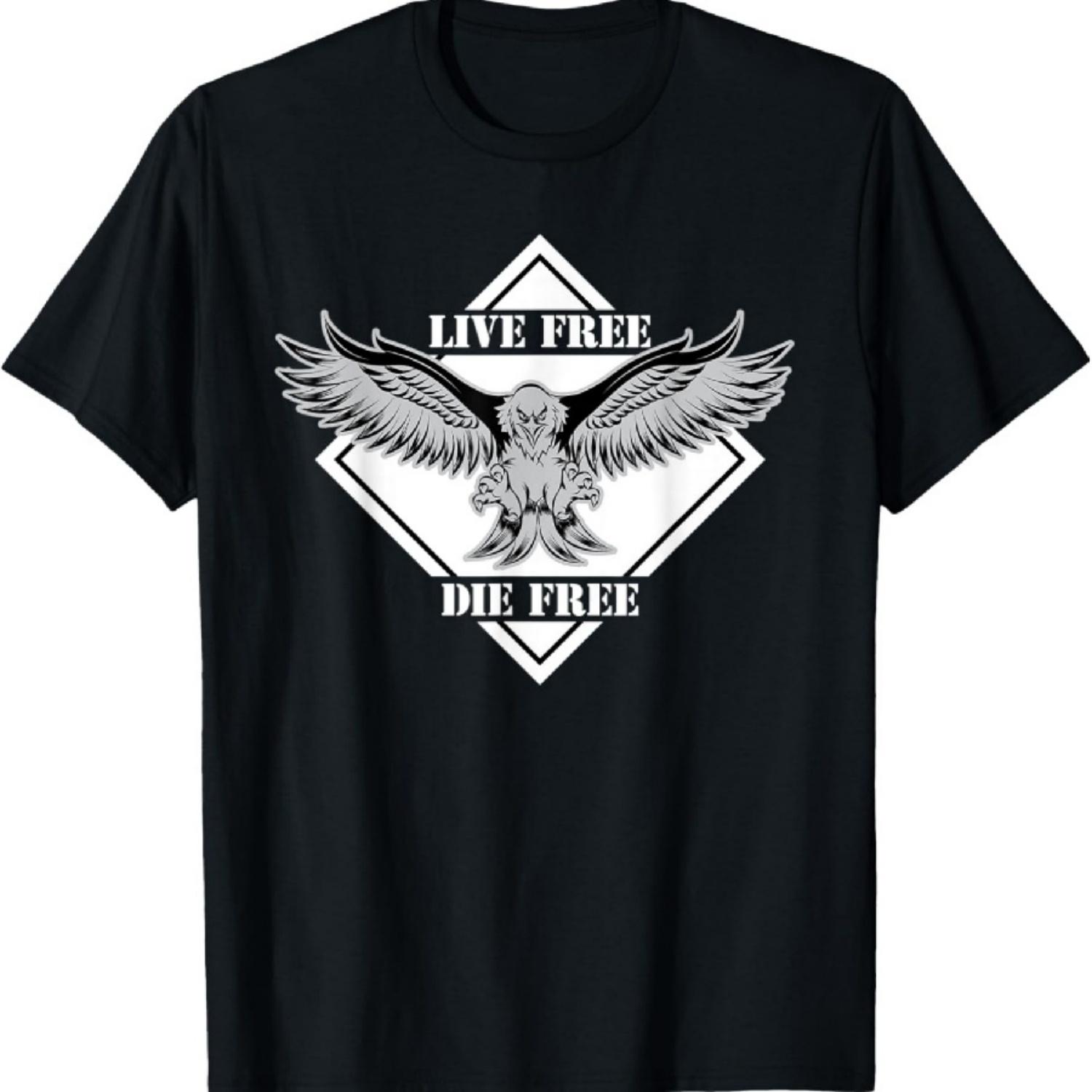 Футболка с изображением белоголового орлана «Живи свободно, умри свободным» XXXXXL чёрный