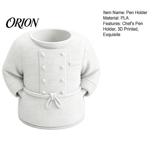 Durable PLA Desktop Container Chef Uniform Pen Holder, 3D Printed Novelty Stationery Organizer, Holder for Desk Large Capacity Ornament Study And Home