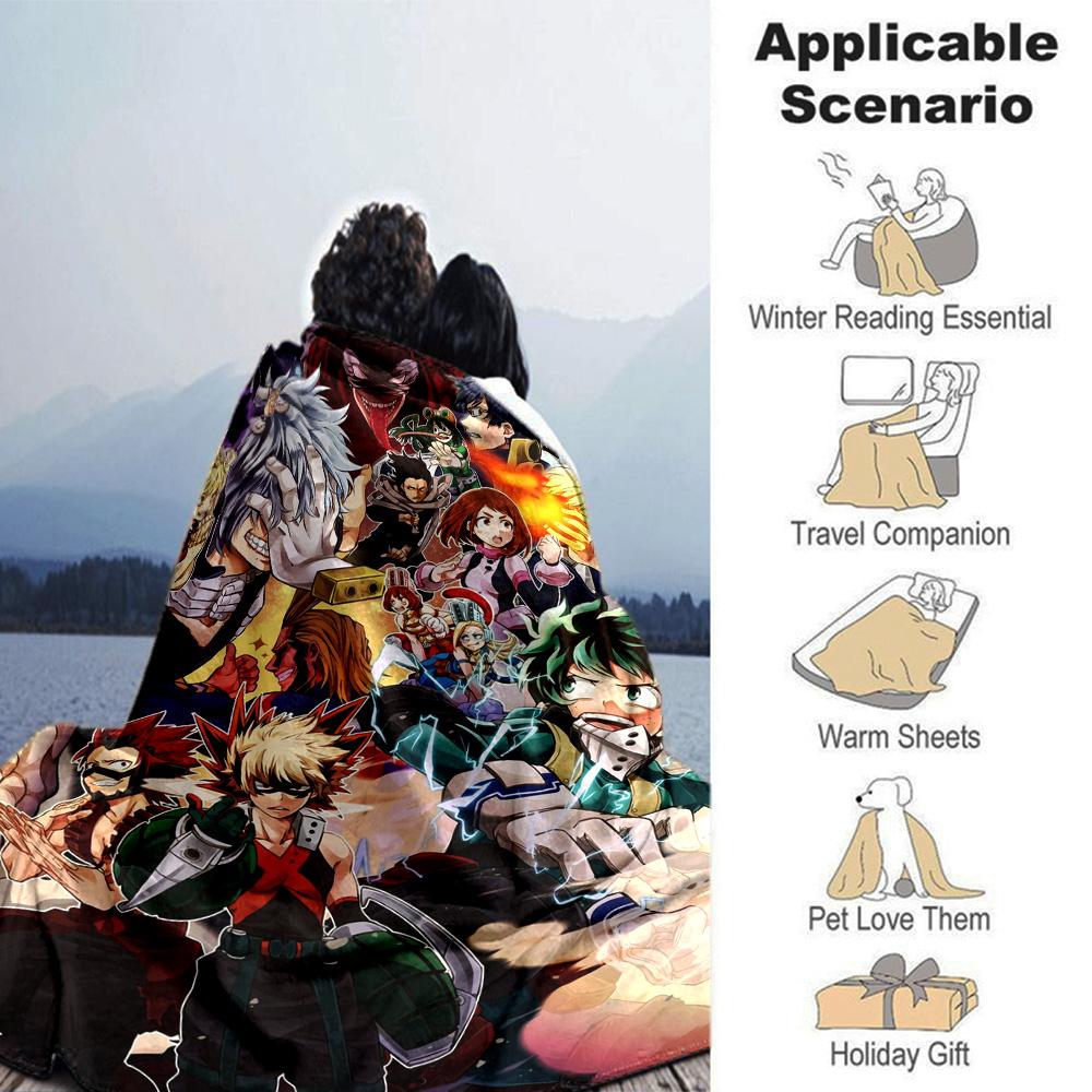 Anime Characters Celebration Flannel Blanket Super Soft Warm Cozy Blanket For Sofa Bed Office Travel Allseason Home Decor Gift