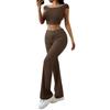 Women's 2 Piece Lounge Outfits Short Sleeve Crop Top High Waisted Flared