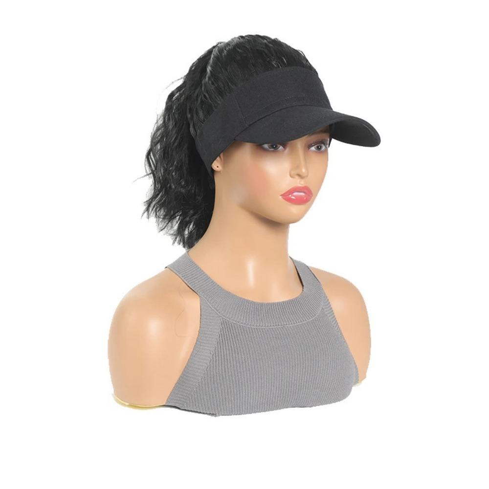 Baseball Cap Ponytail Curly Hair With Cap Hollow Top Summer Sunshade Cap Wig  Travel