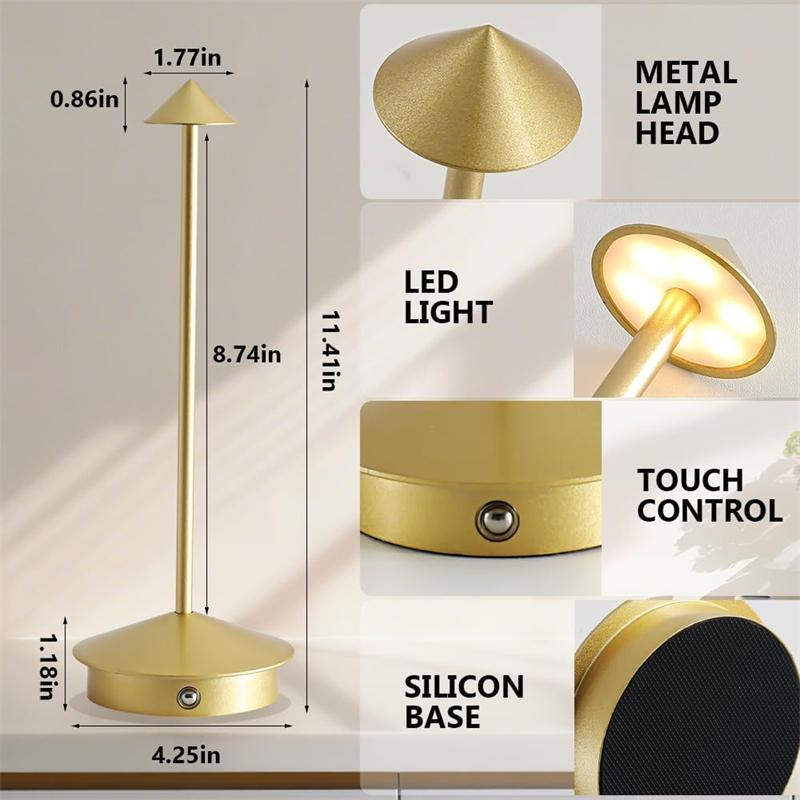 Portable Cordless Table Lamp With 5000mAh Battery Touch Control Dimmable LED Desk Light 3 Colors For Indoor Outdoor Bedroom Use