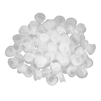 100 Stück transparente Einweg-Make-up-Tattoo-Tintenbecher, Pigmentkappen, Tätowierungsbecher-Zubehör