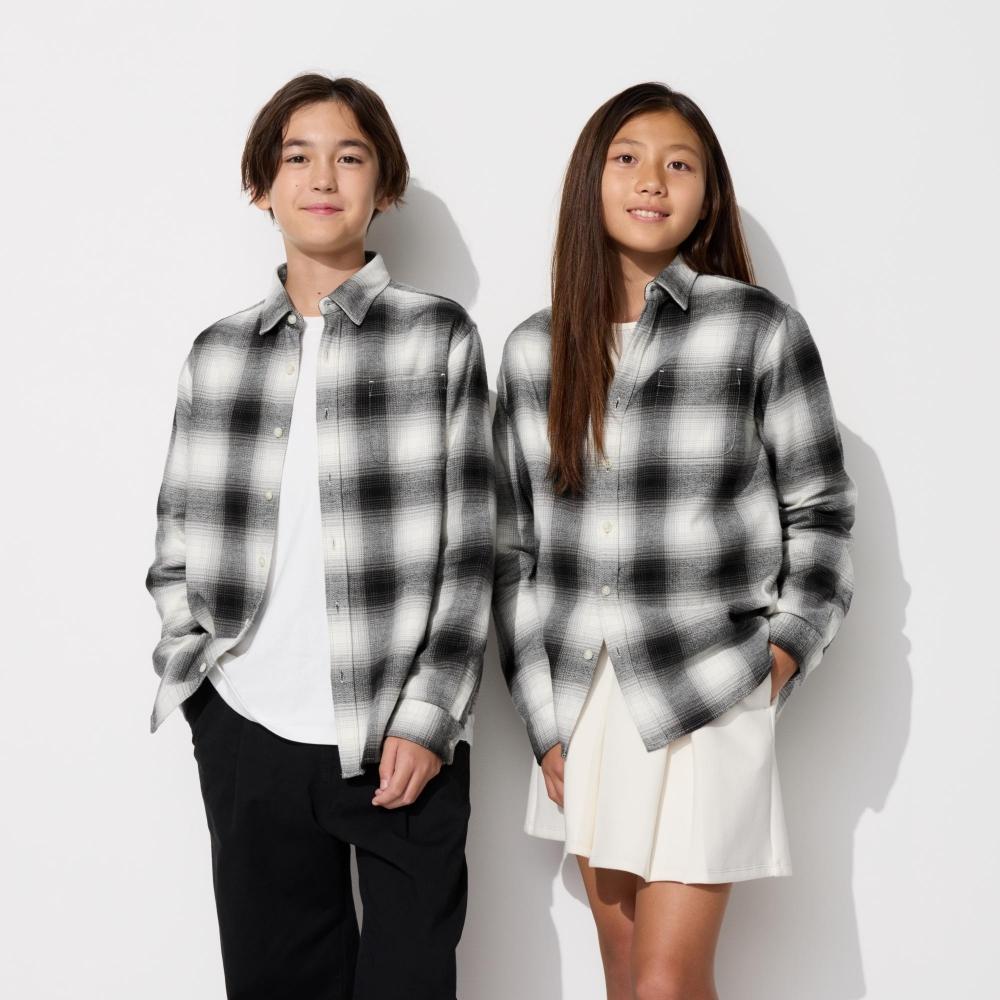 

Uniqlo Детская фланелевая рубашка в клетку с длинным рукавом I 09 BLACK/KIDS 110