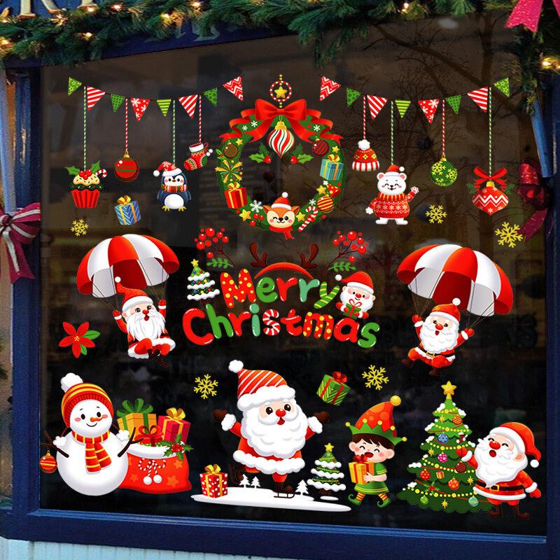 Christmas Window Sticker Merry Christmas Decorations For Home 2025 Cristmas Ornament Xmas Navidad New Year 2025 Natal Gifts