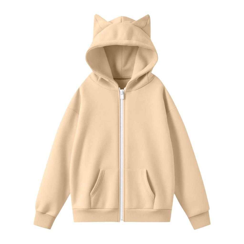 Damenmode Lässige Langarm Einfarbig Kapuzenpullover Tops