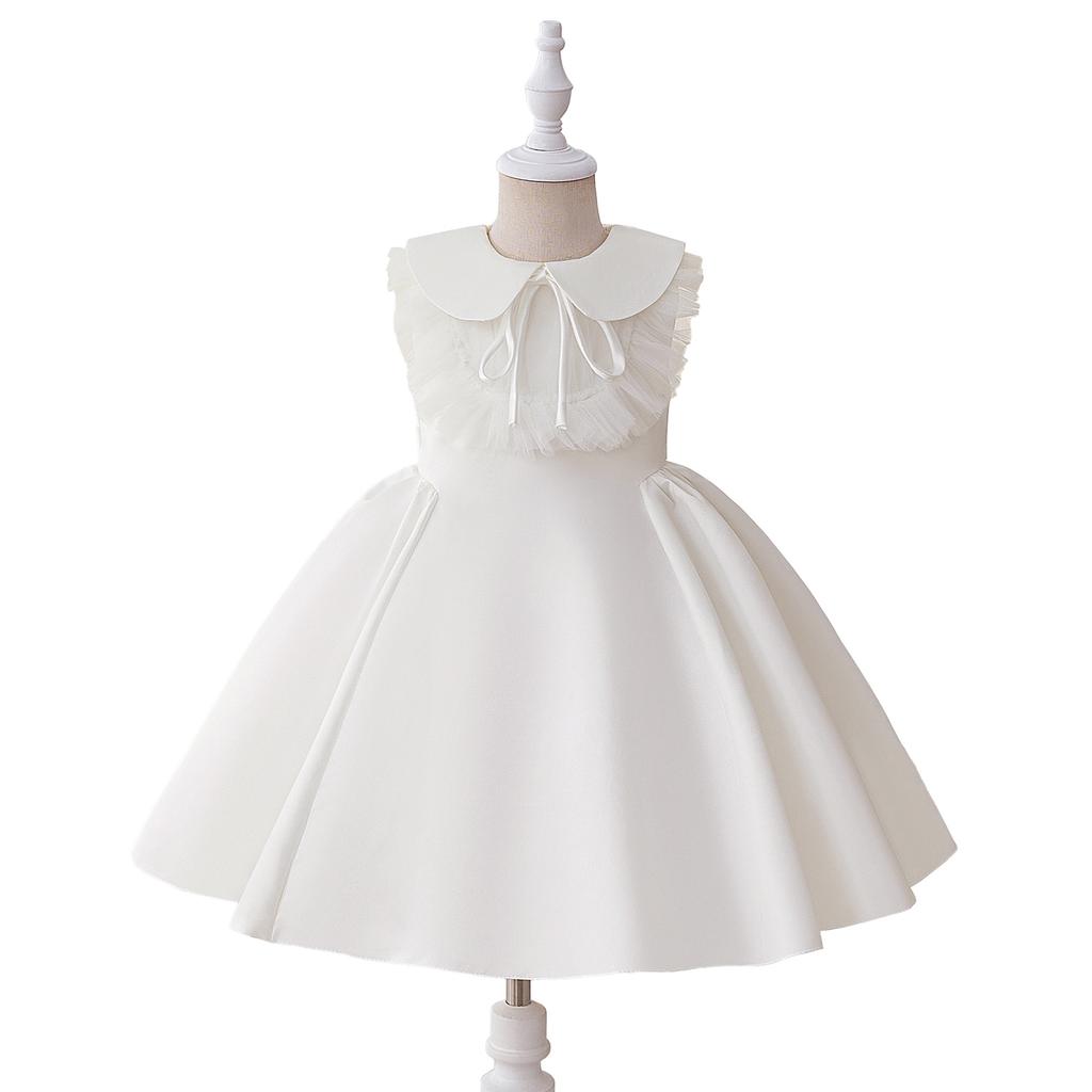 Flower Girl Princess Dress For Weddings Summer Kid Formal Bow Long Gown For School Evening Party Children New Year Cloth L6021