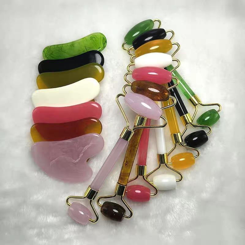 Face Gua Sha Scraper Board Massagers Natural Resin Gua Sha Roller Facial Skin Care Spa Massage Tool For Face Neck Skin Body