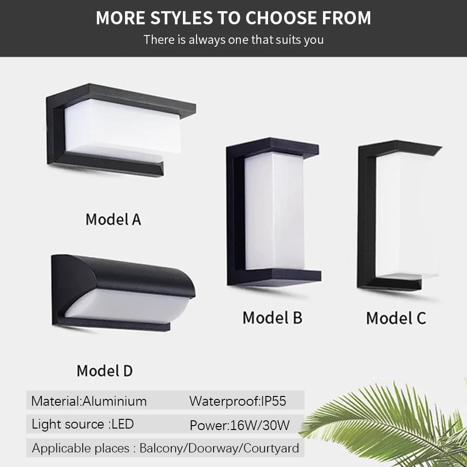 Outdoor LED Wall Lamp Motion Sensor Waterproof AC85-265V 16/30W Wall Lamp Outside Garden Porch Balcony Stairs Led Light For Room