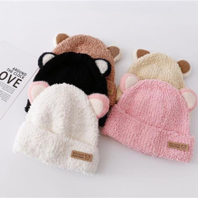 Baby Hats Winter Boys and Girls Baby Plush Hats Knitted Warm Ear Protectors Autumn and Winter Children's Wool Hats