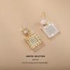 Shining Pearl Copper Square Stud Earrings - Women's Light Luxury High-End Jewelry