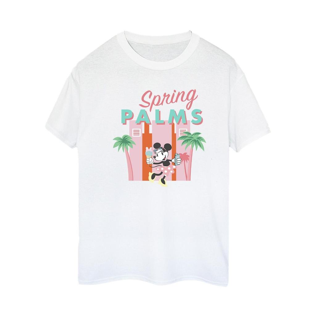 Disney Womens/Ladies Minnie Mouse Spring Palms Cotton Boyfriend T-Shirt
