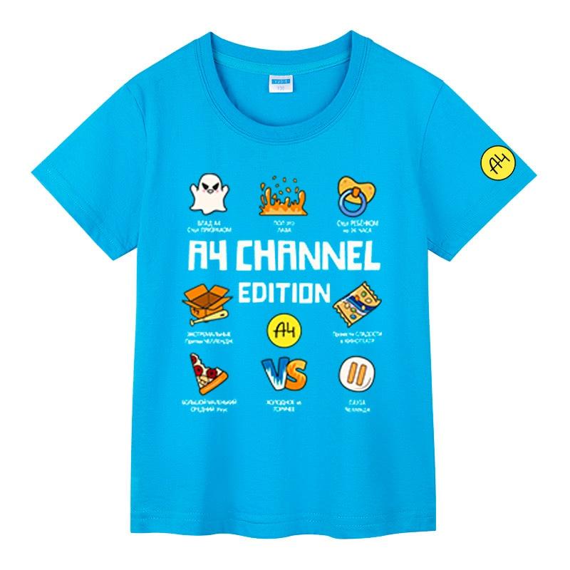 

Merch A4 Футболки з принтом із мультфільмом Lamba Літні бавовняні футболки з короткими рукавами Футболки для дітей Повсякденні дитячі футболки Костюм Топи Милий подарунок 110 синій