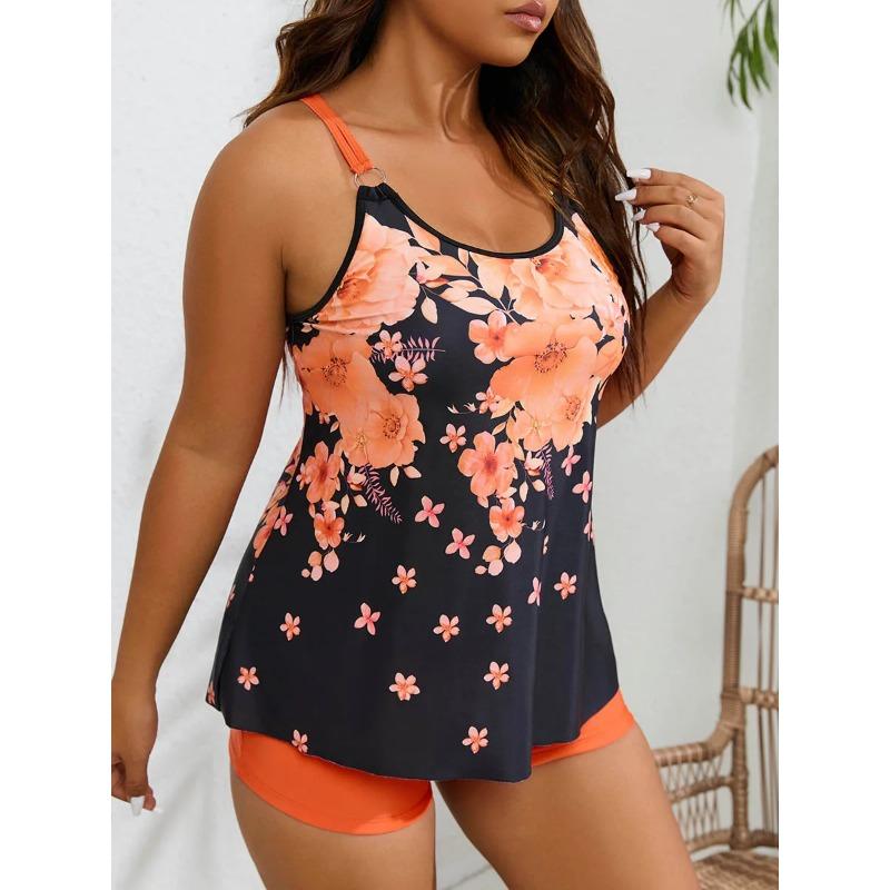 Tankini 2025 Large Plus Size Swimsuit Women Printed Swimwear Female Bathers Bathing Swimming Swim Suit Beachwear