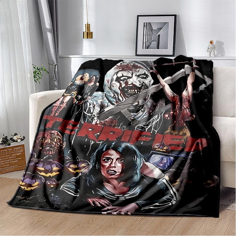 3D Terrifier 3 Horror Clown Movie Cartoon Soft Blankets,Throw Blanket Comfortable Blanket for Picnic Beds Sofa Home Kids Gifts