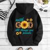 Women's Hooded Fashion Print Sweater with Wrap Collar and Velvet Lining for Autumn/Winter European & American Style