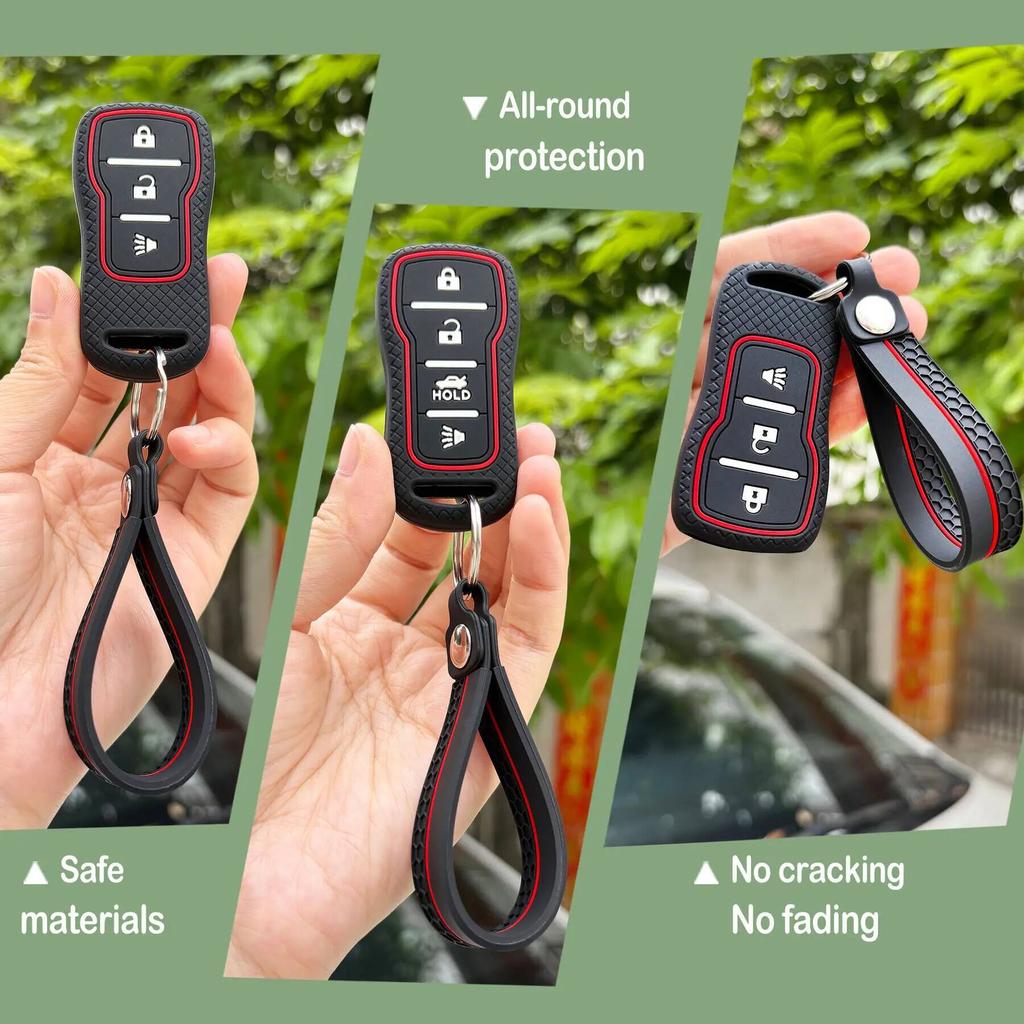 Silicone Keychain Holder For Nissan Tiida Sentra X-Trail T30 Altima Frontier Maxima For Infiniti Qx56 Ja60 Fx35 Key Case Cover