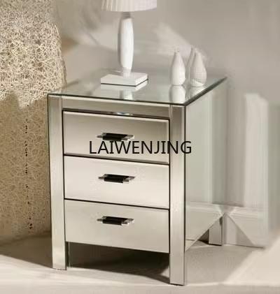 bedside three-pump glass mirror furniture European furniture fashion bedside table