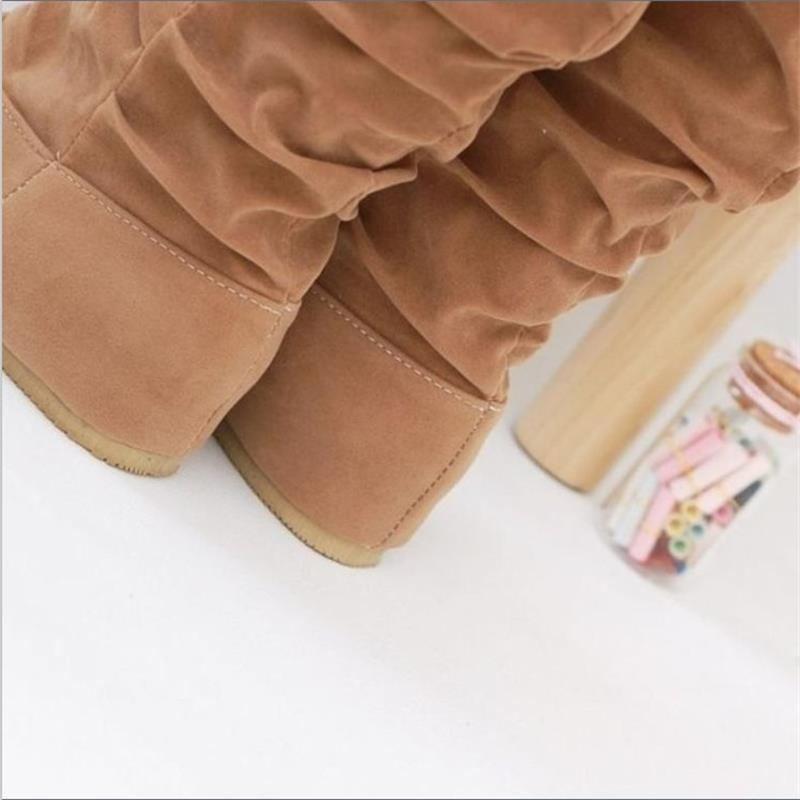 Plus Size Matte Mid-Calf Flat Heel Lace-Up Wrinkled Women's Boots