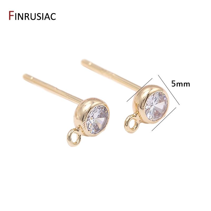 

Luxury Zircon Rhinestone Earring Findings 14K Gold Plated 925 Silver Needle Post Earrings Making Accessory DIY Crafts Wholesale