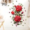 Botanical Wall Decoration for Living Room Red Rose Sticker, Watercolor Floral Peel and Stick Decal Versatile Flower Decals Home Bedroom, Self-Adhesive