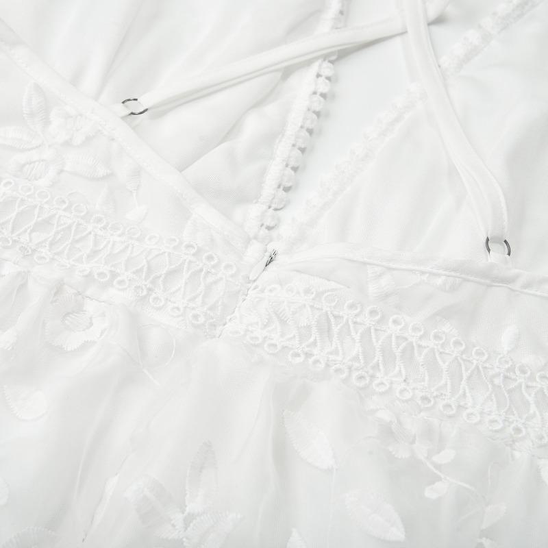 Abito lungo da donna in pizzo con scollo a V e schiena scoperta