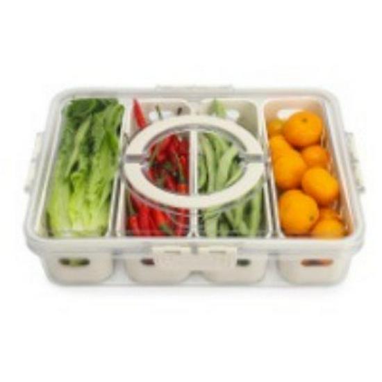 Cross-Border Drain Storage Box: Portable Multigrid Sealed Food Container for Refrigerator and Kitchen.