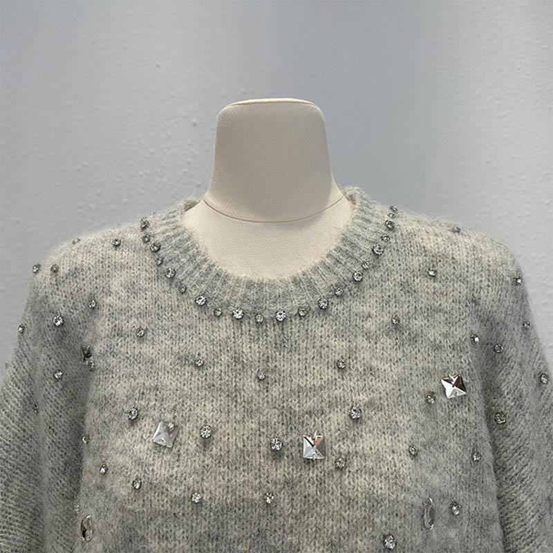 Sweater for Women Autumn Winter Thickened  Warm Knitted Stretchy Long Sleeve Oversize Tops