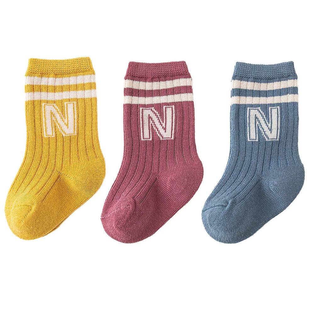 3pairs/lot Infant Boys Striped Socks Cotton Ribbed Stretch Mouthed Babies Boys Short Socks Newborn Toddler Boys Sporty Sock Pack