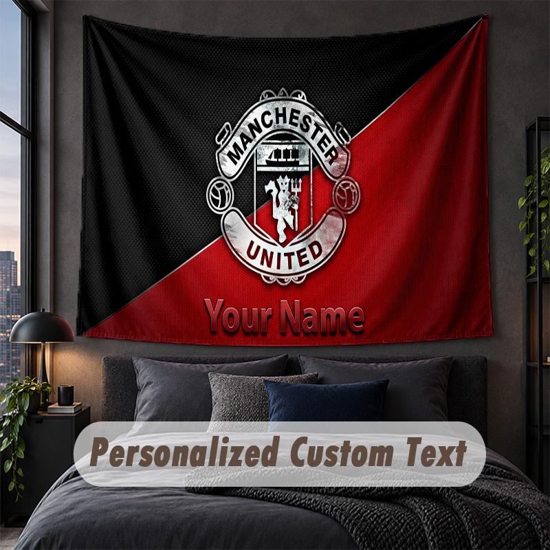 Custom Name Text Tapestry,Manchester United Decorative Wall Hanging, Background Tapestry For Home Bedroom