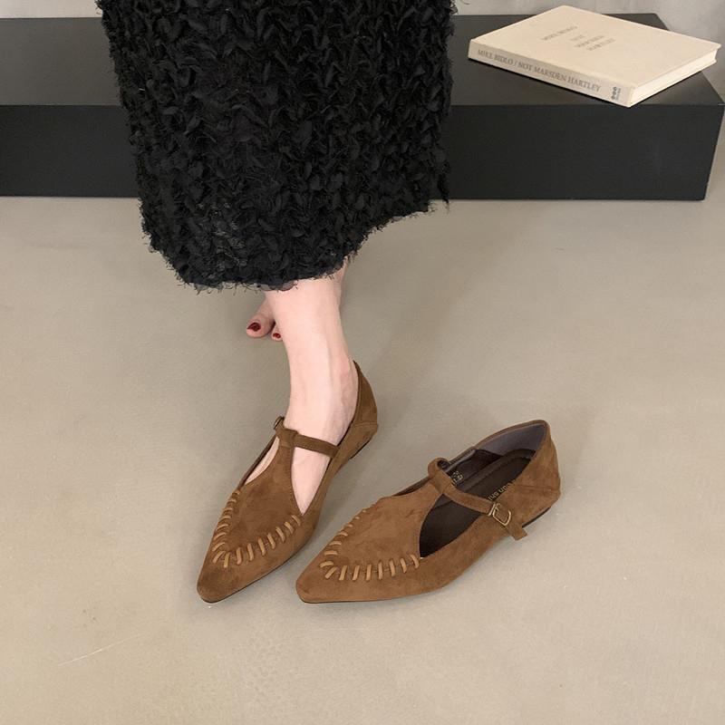 Mary Jane Single Shoes Flat Shoes Elegant Classic Retro Square Toe Comfortable Soft Shallow Cut Low Heel Women's Shoes