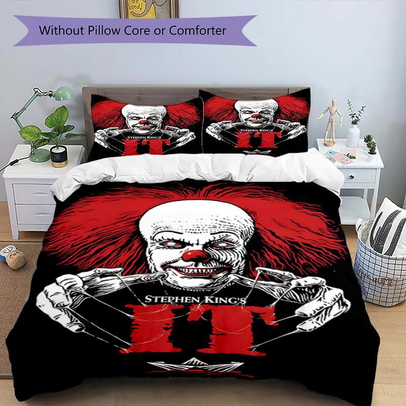 3pcs Pennywise1 Design Cover Set - HD Printed Bedding with 1 Cover and 2 Pillowcases - Perfect for Home and Dorm Decor