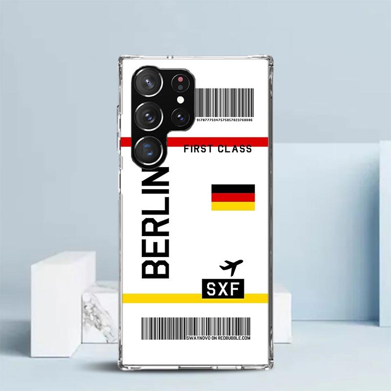 Travel Ticket Label Phone Case For Samsung Galaxy S24 S25 Edge S26 Ultra S22 S23 Plus S21 + S20 FE Soft TPU Back Cover Galaxy S2