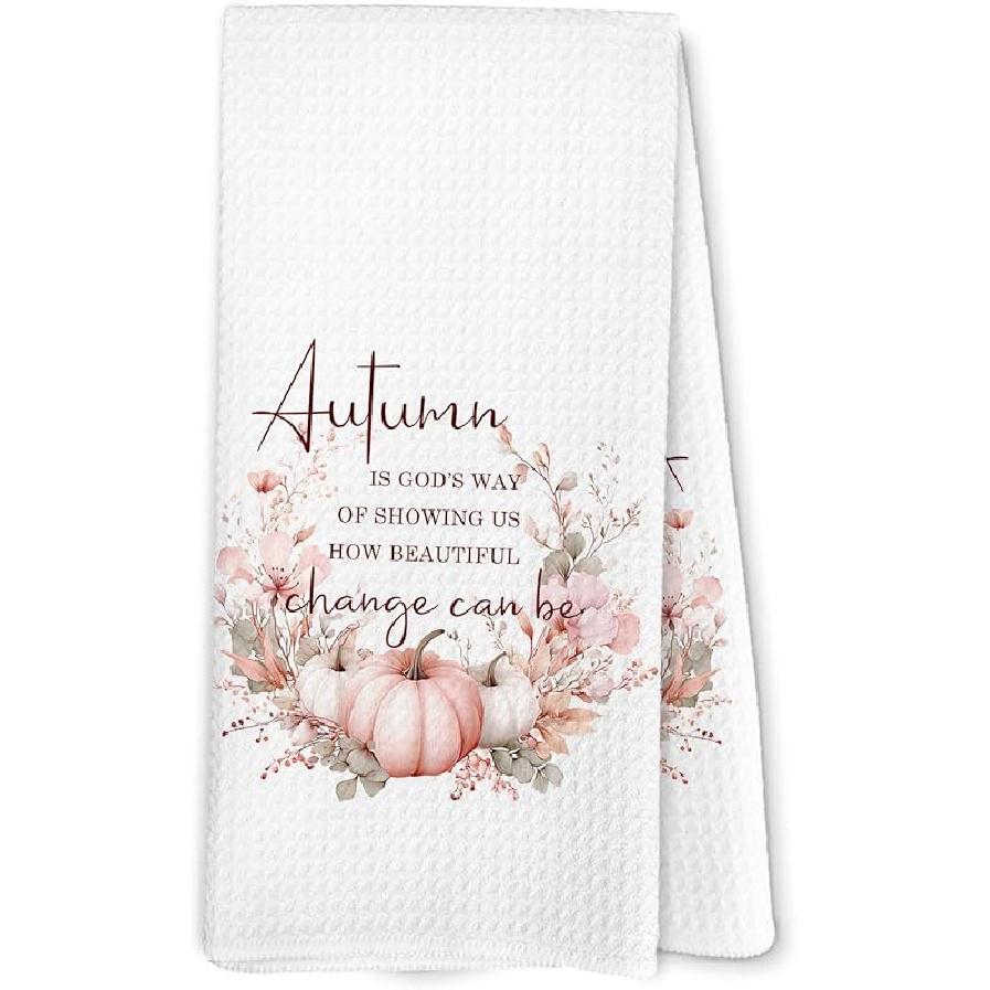 Disco Pumpkin Fall Kitchen Towels, Orange Coquette Bow Pumpkin Dish Towel for Kitchen, Trendy Fall Decor, Thanksgiving Autumn Trendy Halloween Hand