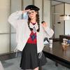 American Retro Casual PU Leather Drawstring Jacket - Autumn 2024, Small Size, Loose Fit, Age-Reducing Design