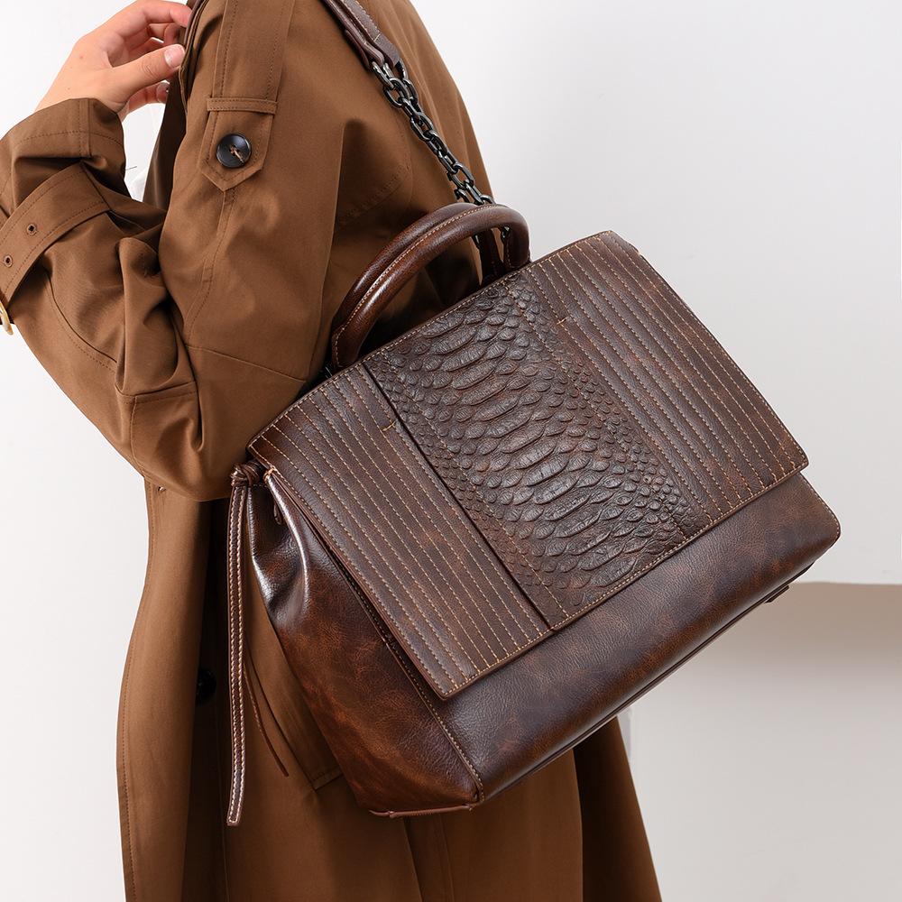 Tote Bag with Crocodile Pattern Women's Shoulder Bag, Large Capacity, High-end Feel, Women's Bag, Fashionable Temperament, Commuting Handbag