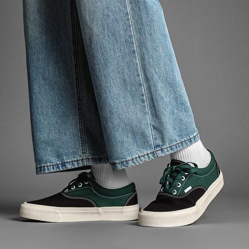 Splicing Colour Sneakers Lace-up Platform Canvas Casual Shoes for Men Retro In Promotion Cheap Liquidation Walking Work Man Shoe