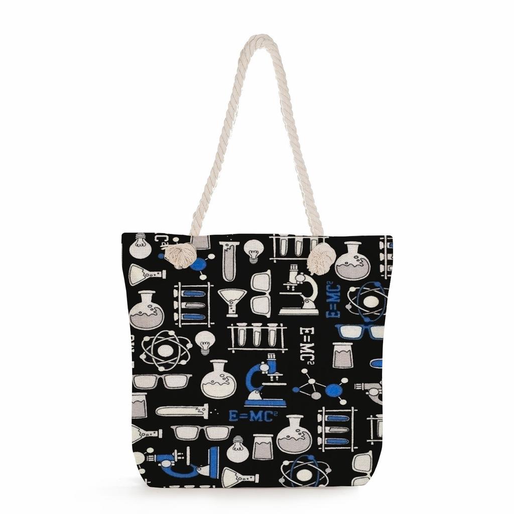 Physical Chemistry print thick rope single-shoulder beach bag 7216