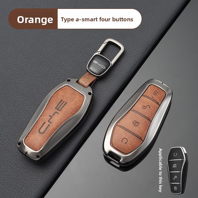 Metal Leather Car Key Case Protection Cover for BYD Song Plus Atto 3 Seal U QIN DMI Han EV Dolphin Yuan Pro Tang Car Accessories