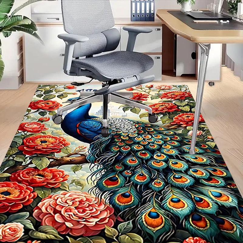 1PC peacock flowers Carpet Ultra Soft, Thick & Absorbent, Non Slip Machine Washable Mat for Entryway