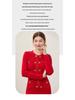 Elegant French High-End Mid-Length Knitted Dress with Heart Buckle for Early Spring