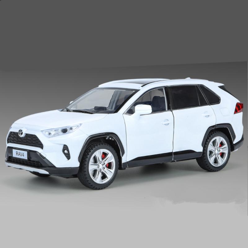 1/24 Toyotas RAV4 SUV Alloy Car Model Diecast Metal Toy Off-road Vehicles Car Model Simulation Sound and Light Children Toy Gift