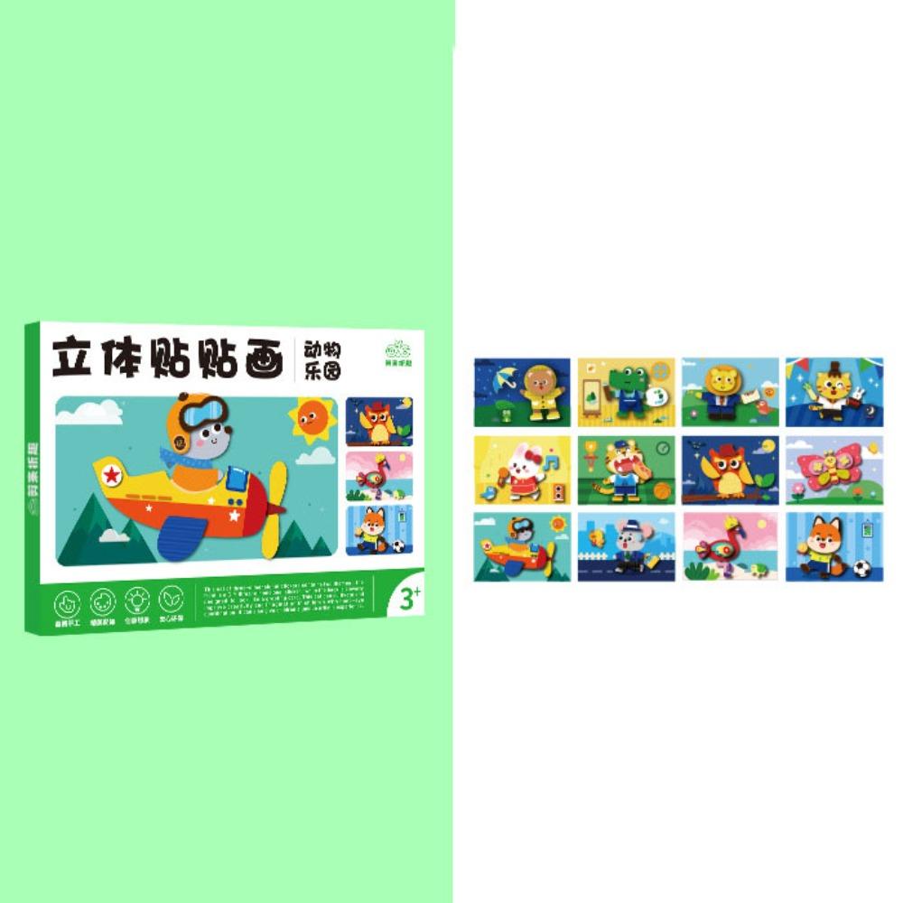 

Handmade 3D Stereoscopic Sticker Montessori Animals Sticker Book Birthday Gift Animal kingdom