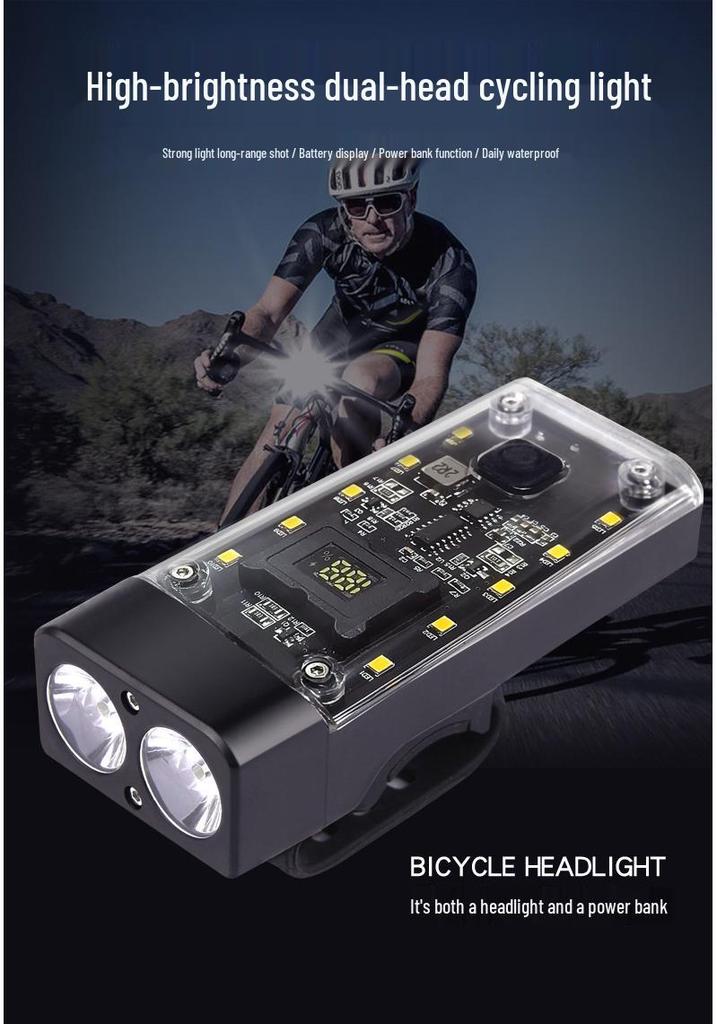 2024 USB Rechargeable High-Brightness Mountain Bike Headlight for Night Riding