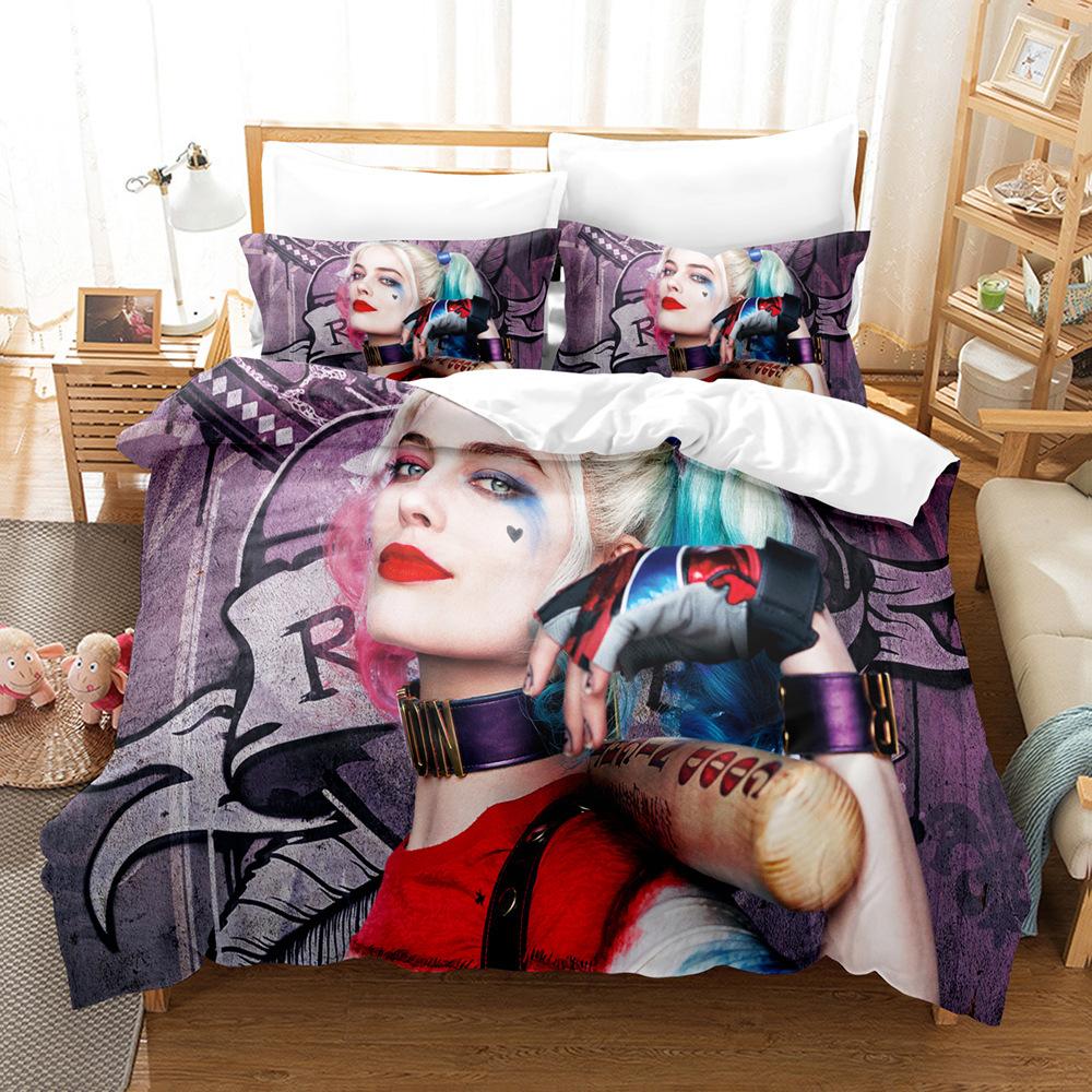 Animated film H-Harley Quinn Bedding SetJoker Duvet Cover Pillowcase 2/3pcs Adult Boy Girl Bedroom Decoration Single/Double
